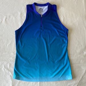 Slazenger Women’s Royal-to-Aqua Ombre Zip Golf Tank, sz-XS